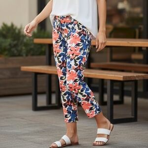Halogen  Muted Floral Slim Fit Cropped Pants
